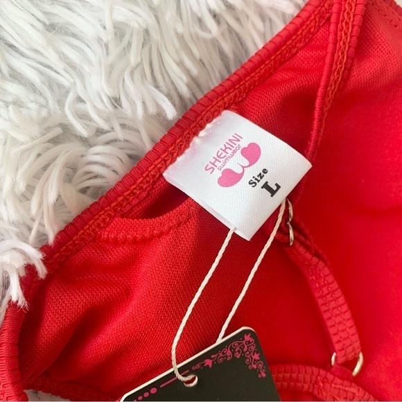 NWT SHEKINI Red Ribbed Halter Cheeky Bikini - Picture 9 of 12